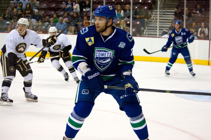 The Utica Comets joined the AHL this summer, and faced off against the Hershey Bears on September 27, 2013. (Ann Erling Gofus/The Hockey Writers)