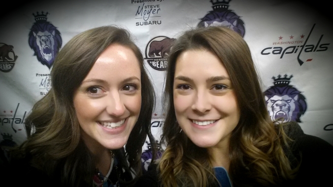 Erica Koup and Annie Erling Gofus in the Reading Royals' press room. (Annie Erling Gofus)