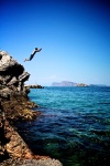 Grayson Leaping in Hydra, Greece