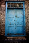 Blue door in Hydra, Greece