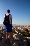 Grayson looking over Athens, Greece