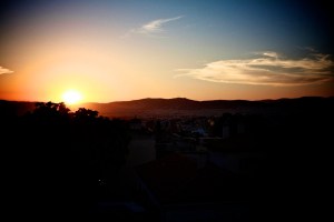 Sunset from a bar in Athens, Greece