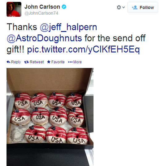 John Carlson and American-themed donuts.